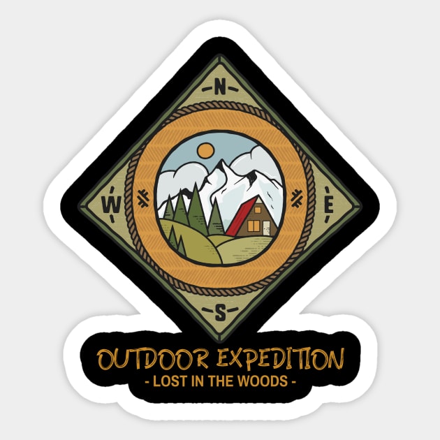 Outdoor Expedition / Lost in The Woods / Retro Design / Camping Lovers Sticker by Redboy